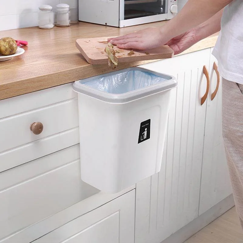 

Kitchen Bathroom Wall Mounted Garbage Can Sealed Cleaning Easy Installation No Drilling Required Stainless Steel Trash Can