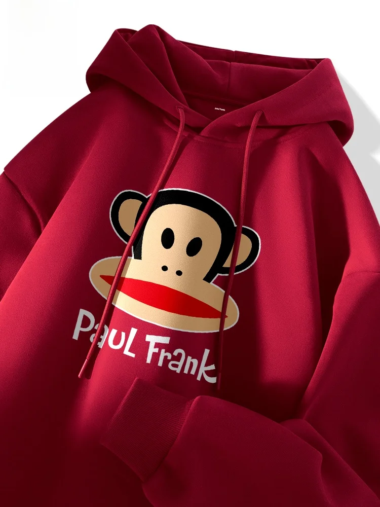 

Мужская толстовка с капюшоном на флисовой подкладке, красная, с принтом «Год Обезьяны», повседневная, модная, в городском стиле, с длинными рукавами