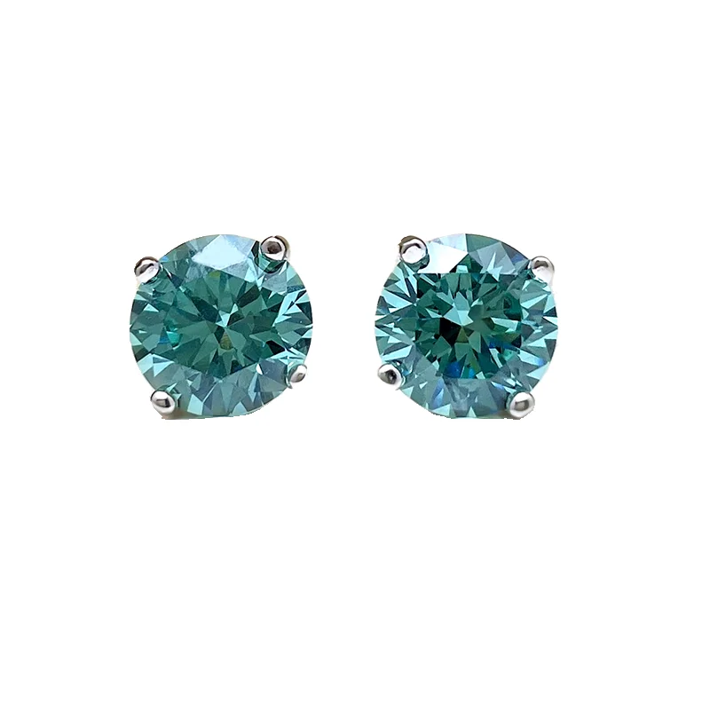 أقراط Paraiba الخضراء مكونة من 2 قيراط أقراط الماس المتلألئة مجوهرات فاخرة للنساء لحضور الأحداث والمواعدة