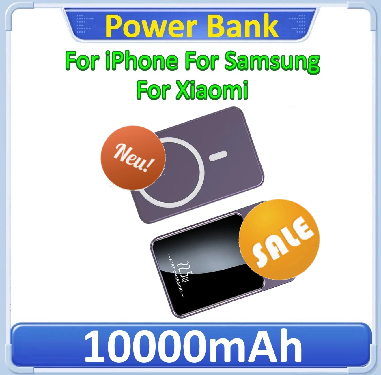 

10000mAh Magnetic Wireless Power Bank For iPhone For Samsung For Xiaomi Portable External Battery 22.5W Fast Charging