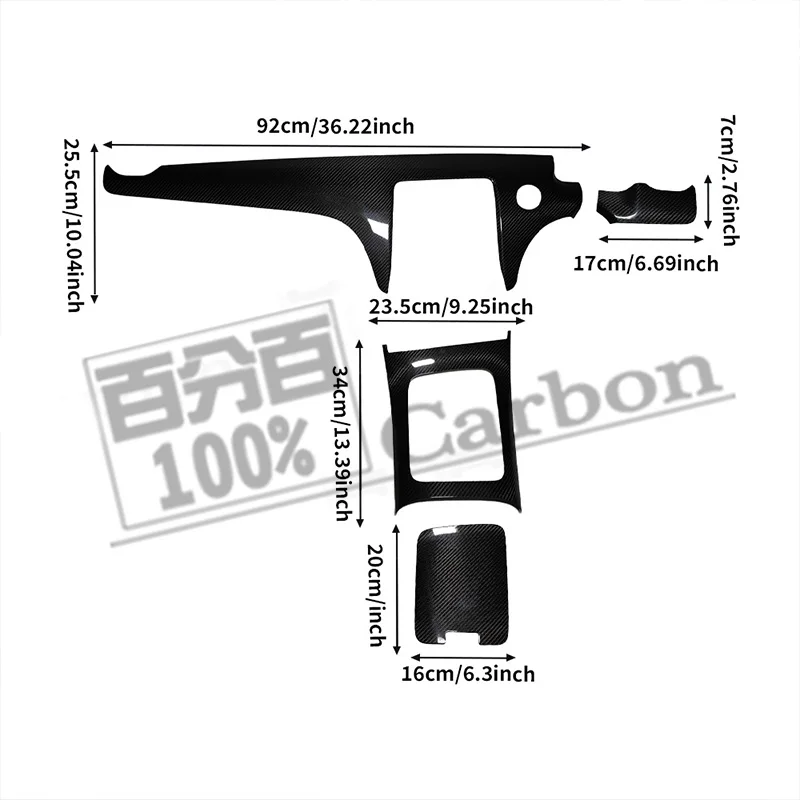 RHD Only Real Dry Carbon Interior Trims Dashboard Cover Center Console Cover For Mercedes C Class W206 C200 260 300 2022up