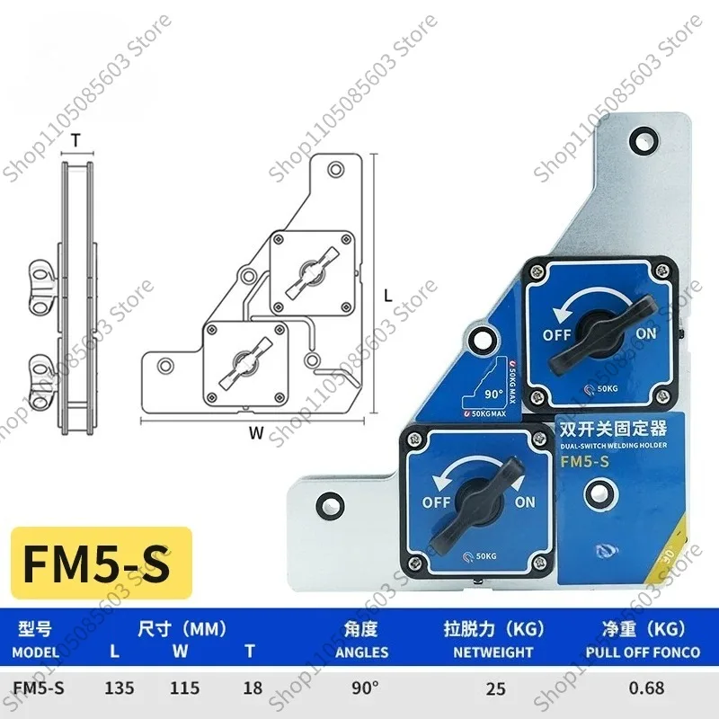 Controllable Magnetic Welding Clamp with Dual Switch, 90° Right Angle Magnet Locator for Welder