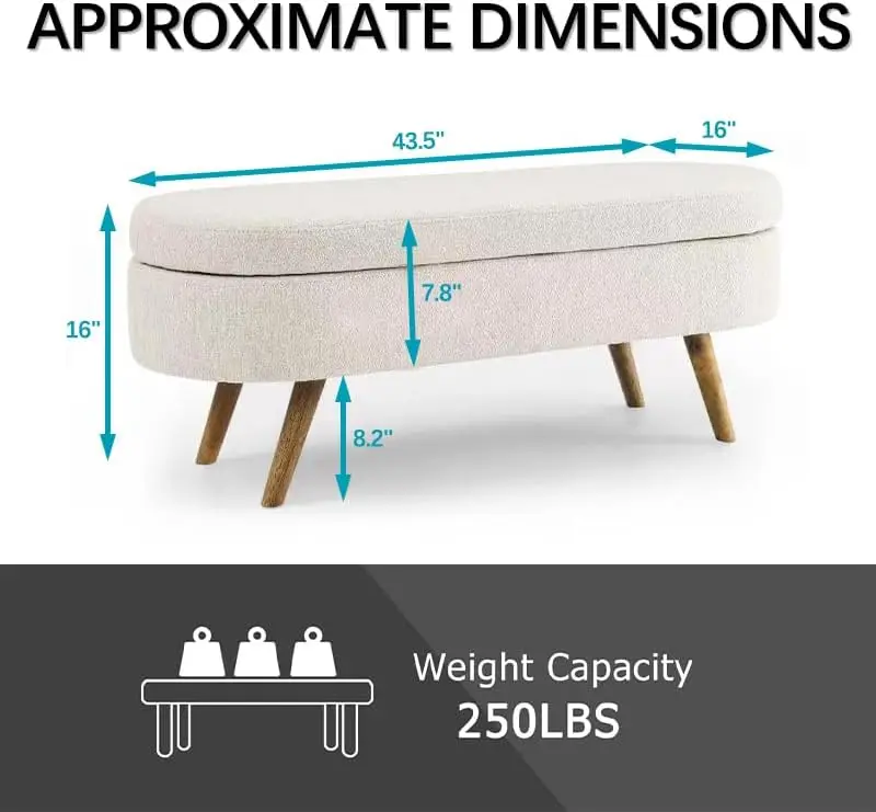 Oval Storage Bench 43.5