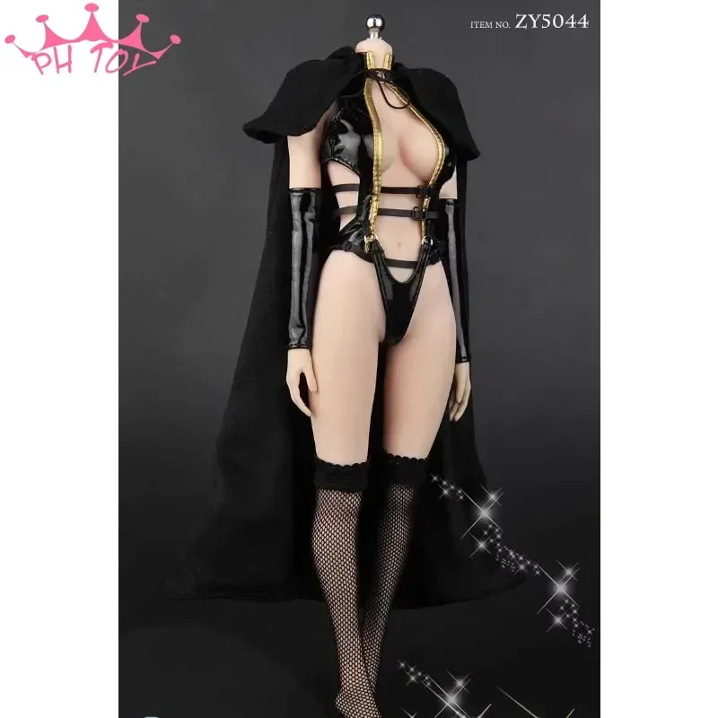 

1/6 Scale Women Trendy Hooded Cloak Cape Coat Pu Leather Underwear Model for 12" Female Soldier Figure Clothes Accessory OB OD