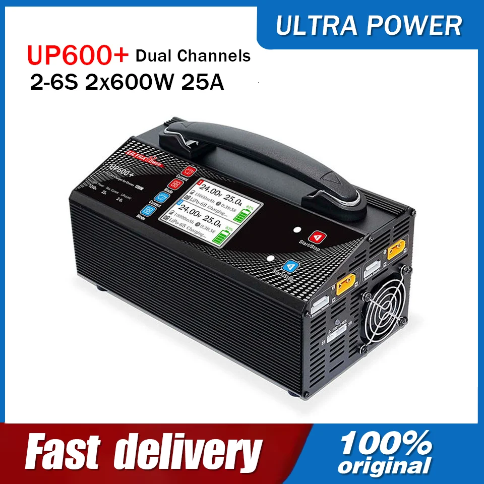 4 Channel 1200W Lithium Battery Charger 2*600W Power for 6S LiPo HV Balanced Battery Charger for Lithium Ion Batteries