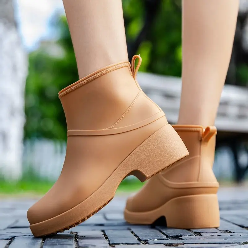 

Fashionable women's short ankle rain boots non-slip pvc water shoes 1 pair rainy weather use female outdoor water boots