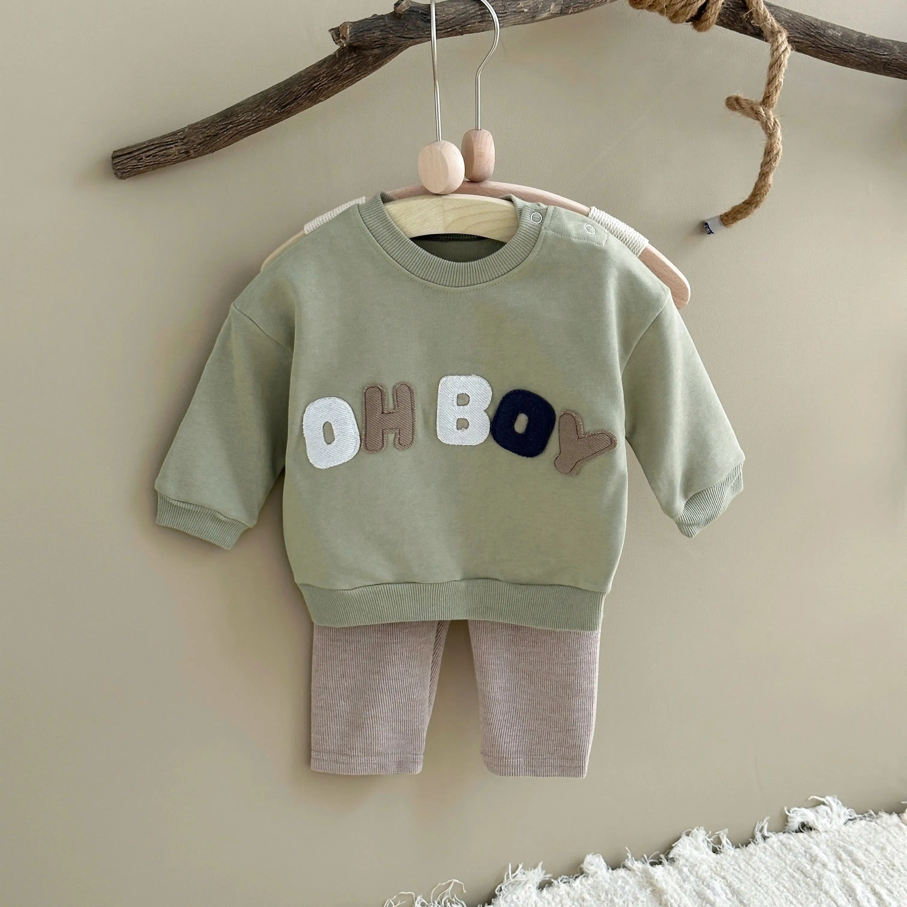 Baby Boy Clothes Set Newborn Infant Autumn Letter Patch Outfits Tops Pullover Shirt+Pants Casual Infant Clothing 0 to 3Years