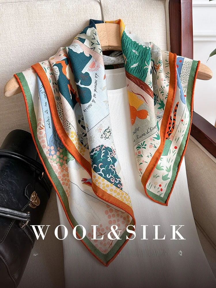 double-sided-silk-wool-scarf-65cm-autumn-winter-women's-fashion-folk-style-warmth-and-comfortable-silk-and-wool-shawl-neck-wa