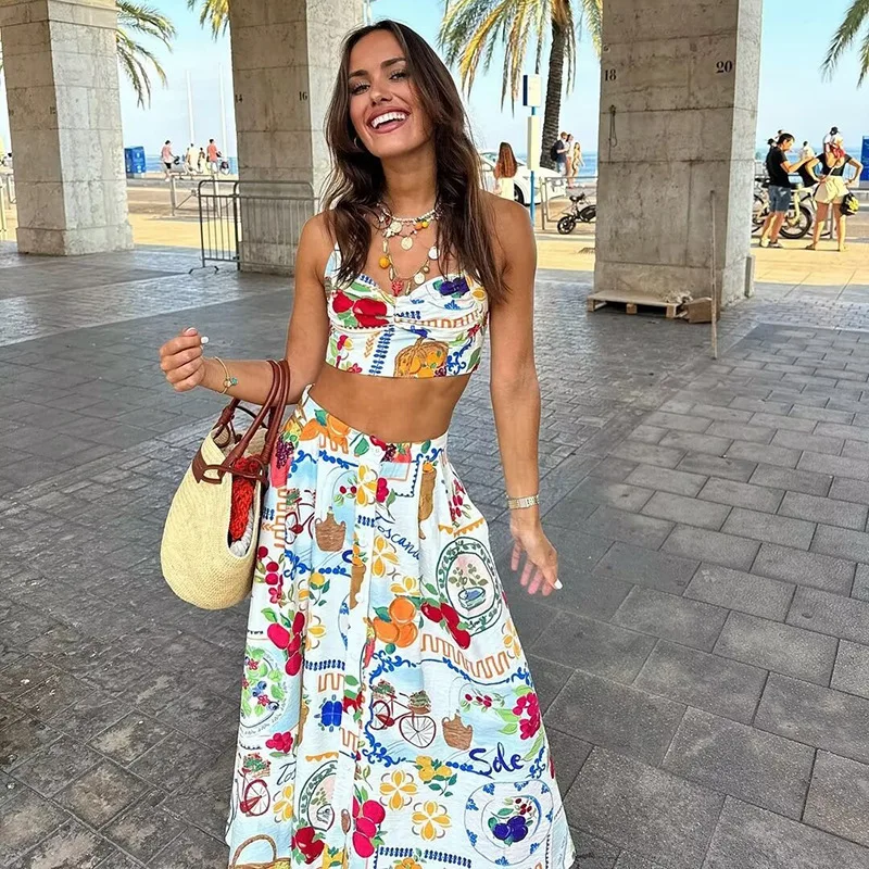 2025 Two-piece-set Sleeveless Halter Top Woman Clothing Top Women T-shirt Tank Top Female Clothes Tops Harajuku Tanks Camis