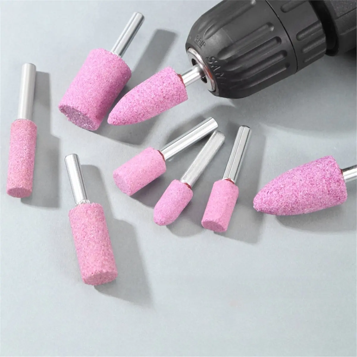 【UPGRADED VERSION】10pcs 6mm Shank Abrasive Mounted Stone Cylinder for Rotary Tool Grinding Wheel Polishing Grinding for Jade Woo