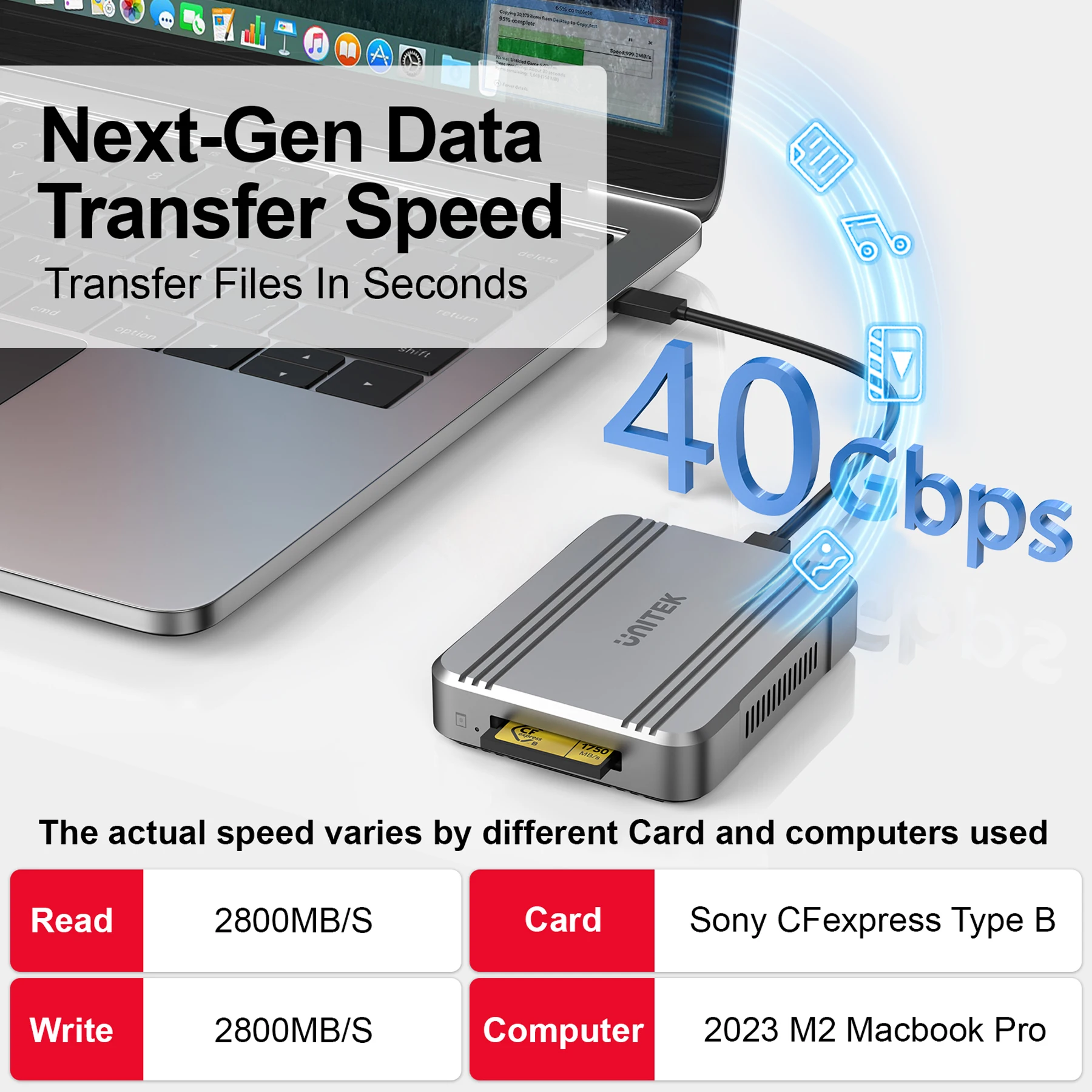 

Устройство чтения карт памяти USB 40 Гбит/с CFexpress 4,0 типа B из алюминиевого сплава PCIe Gen4 × 4 Thunderbolt 3/4 для профессиональных камер Nikon Z9 Canon R5