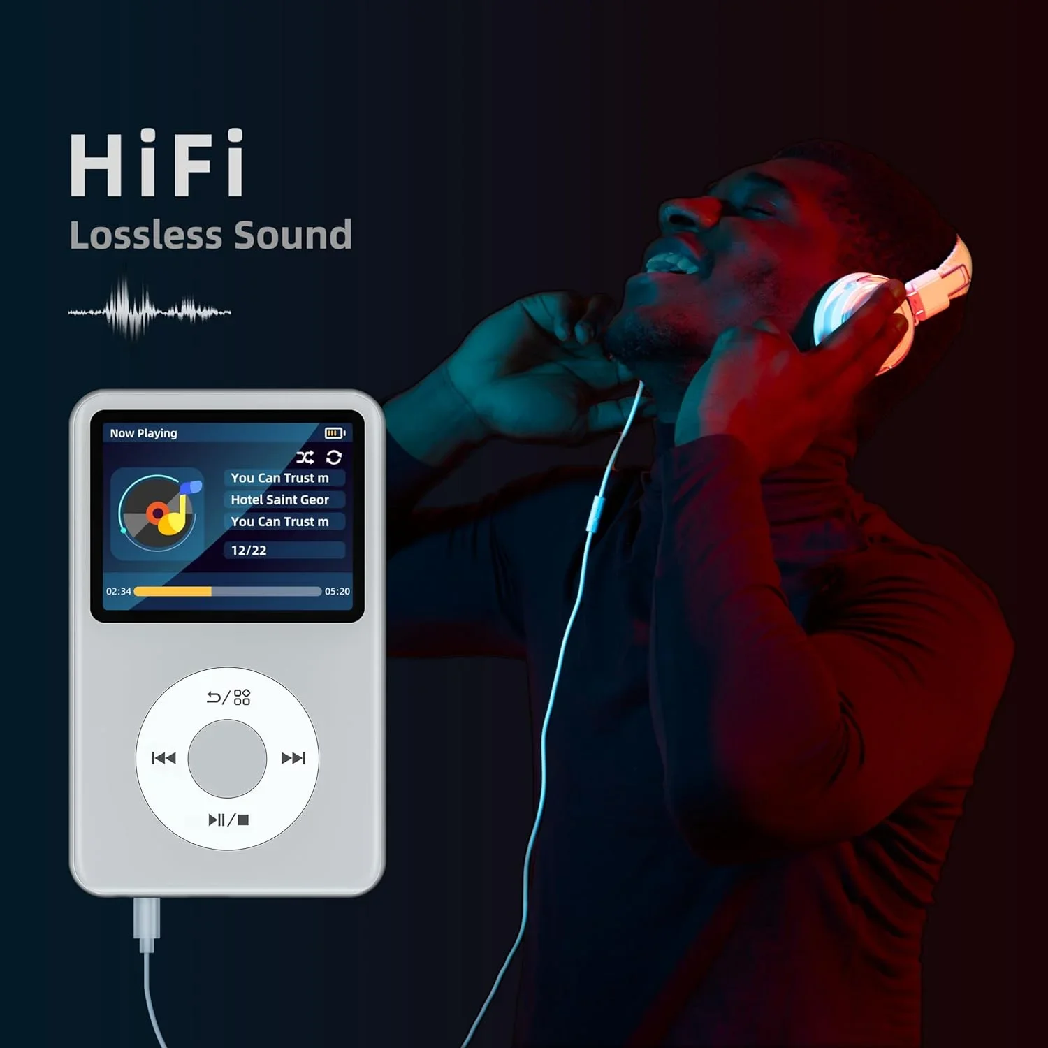 INNIOASIS Y1 مشغل MP3 محمول بسعة 128 جيجابايت، بلوتوث، مفتاح لمس مع راديو فيديو - مشغل موسيقى هاي فاي كلاسيكي آي بود