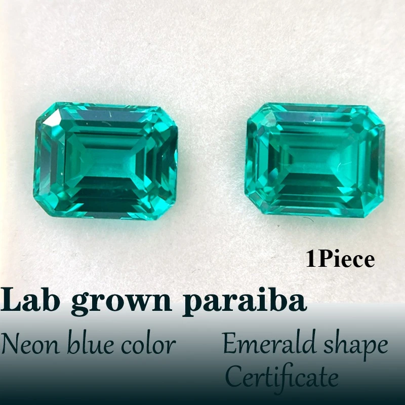 

Emerald Shape Lab Grown Paraiba VVS1 for DIY Charms Jewelry Ring Necklace Earrings Making Materials with Certificate Wholesale