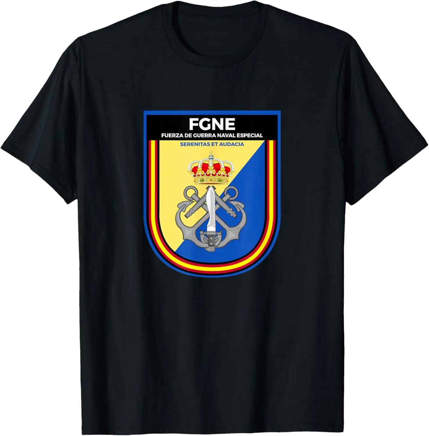 Emblema FGNE Armada Española Ejército Español Camiseta militar Manga corta Casual Camisa 100% algodón