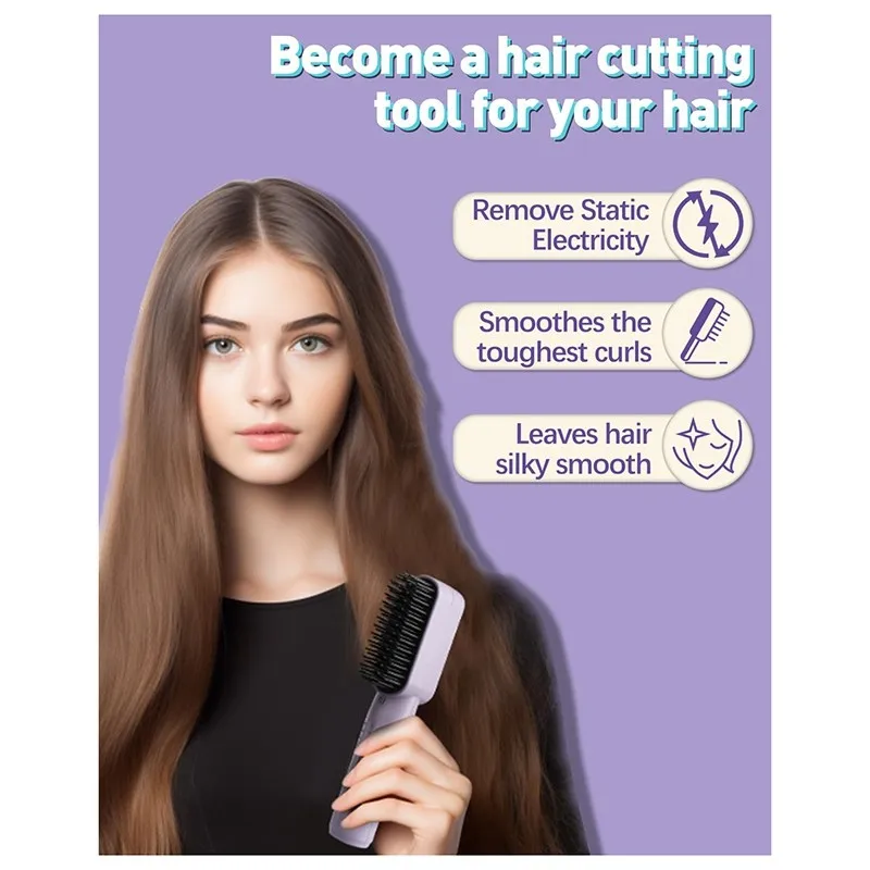【SELL FAST 】Multi-Portable Design Cordless 3-In-1 Hair Straightener Brush- Tourmaline Ionic For Quick Styling