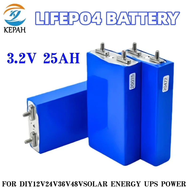 

3.2V 25Ah LiFePO4 Battery Cell | Deep Cycle Lithium Iron Phosphate for DIY 12V/24V/36V/48V Solar Energy/Outdoors Power/EV Boats