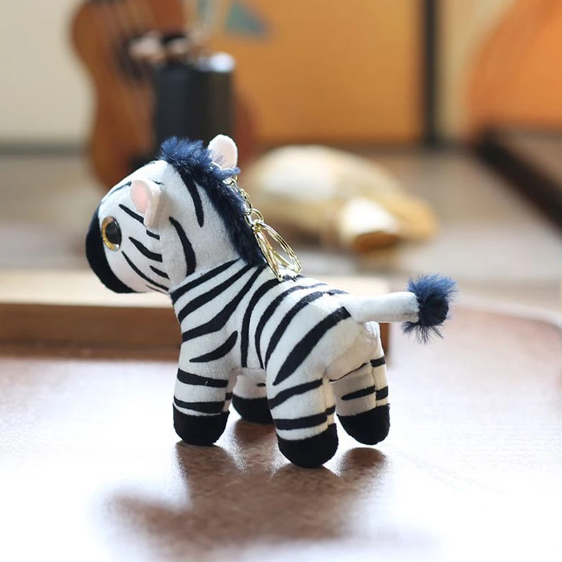 15cm Plush Mini Zebra Stuffed Toy Keychain, Adorable Girl's Kids Animal Doll Pendant Decoration