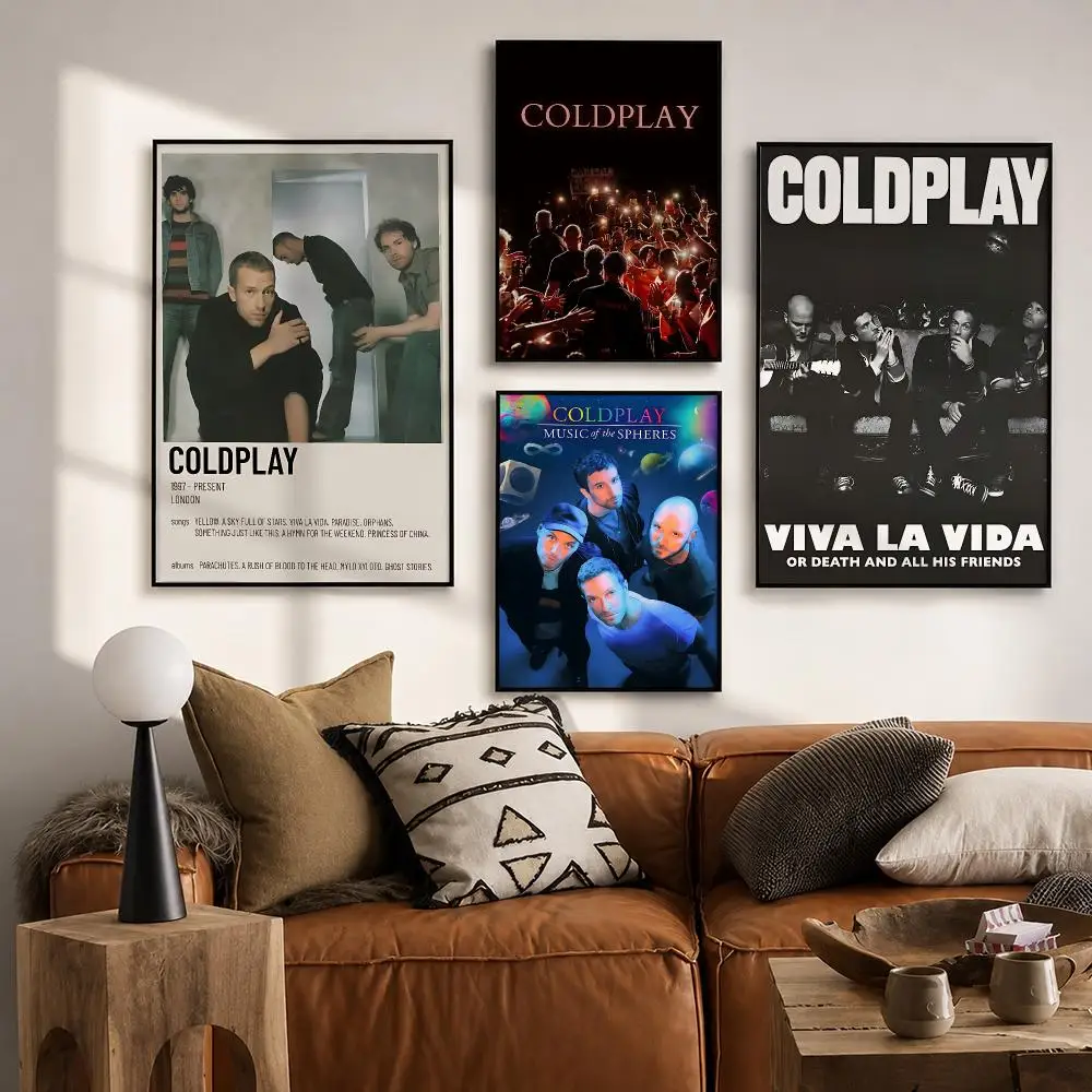 Stylish Entertainment C-ColdplayS Poster Vintage Retro Anime Poster Stickers Peel and Stick Wall Art Home Decor