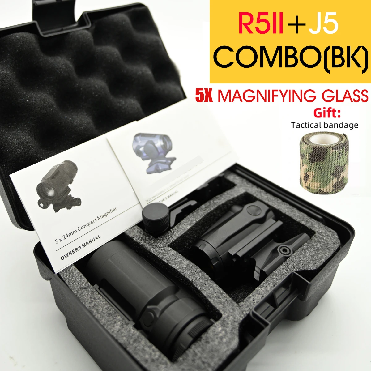 R5II Red Dot Verlichte Holografische Richtkijker 3x/5x Vergroten Side Flip Tactische Combo Reflex Scope Sight Kit Collimator