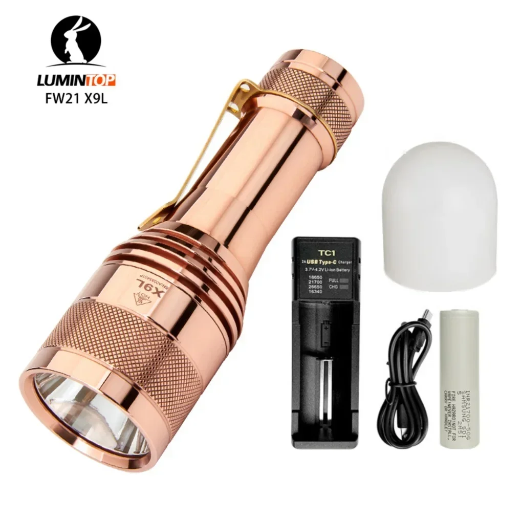 

Lumintop FW21 X9L Copper Powerful Tactical Flashlight SBT90.2 LED 810M 6500LM Torch Lighter by 21700mah Battery for Self Defense