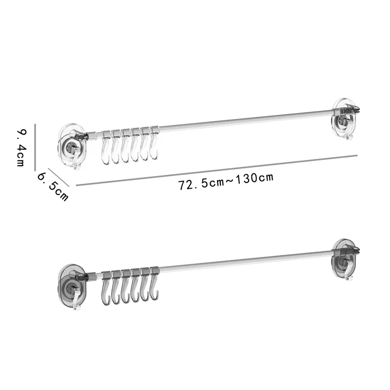 Home Storage Bathroom Towel Rack Punch-free Retractable Wall-mounted Suction Cup Towel Bath Towel Hanging Rod