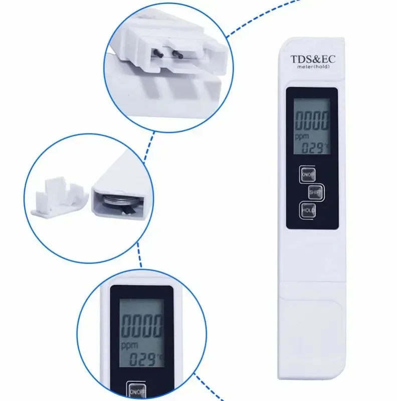 Picture 3: White Handheld TDS Digital Water Tester High Precision Household Purified Tap Water Multifunctional Large Screen Display