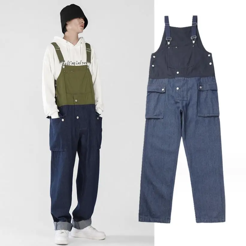 

Men Denim jumpsuit 2023 Bib Overalls Trousers Mens Cargo Work Pants Functional Multiple Pockets Denim Pant Coveralls Jeans w557