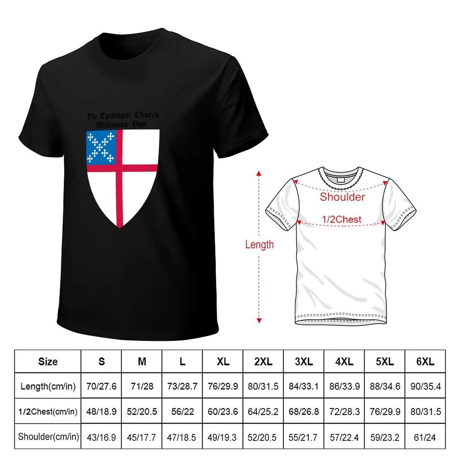 The Episcopal Church Shield with Welcomes You 2 T-Shirt Everyday Wear Basic Short Sleeve Top