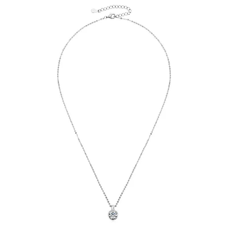 Lnkry Dazzling 8MM Solitaire Moissanite Pendant Necklace With Certificate 925 Silver Chain for Women Engagement Bridal Jewelry