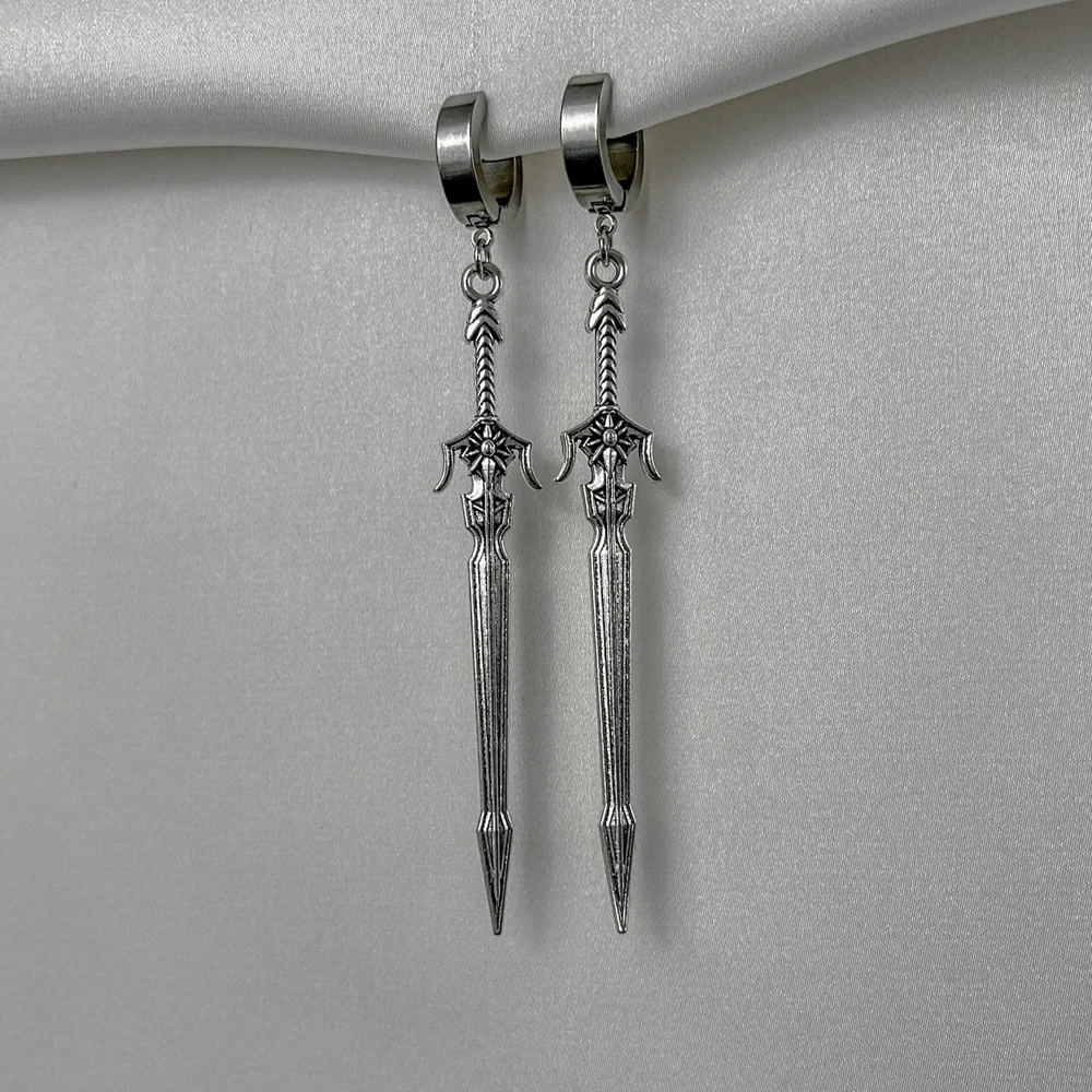 Punk Vintage Medieval Weapon Knight Sword Earrings Grunge Y2K Alt Goth Edgy Dangly Blade Dagger Earrings for Women