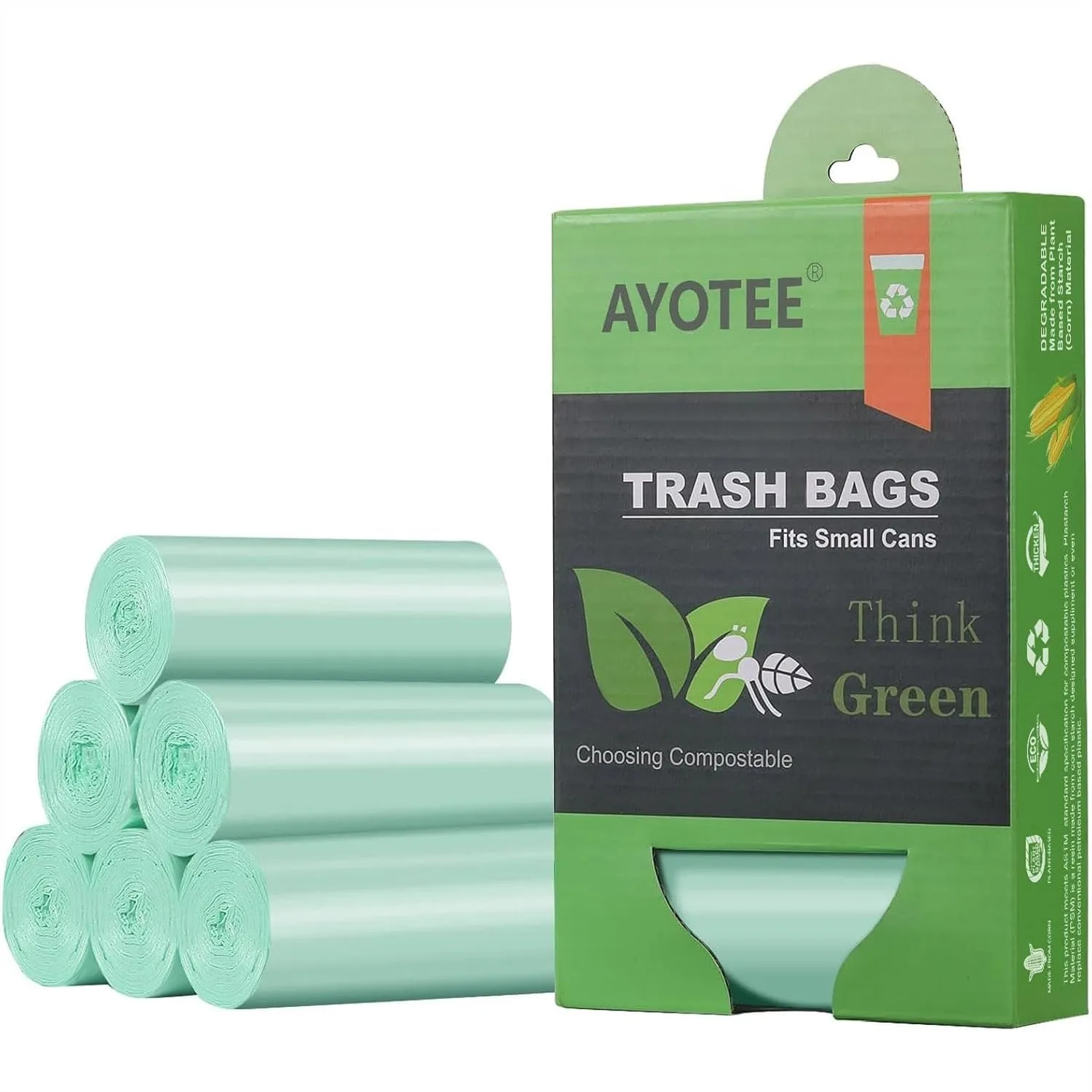

1.2 Gallon Small Trash Bags for Bathroom, 125 Count Mini Compostable Garbage Can Liners for Home Office Kitchen, 5 Liter