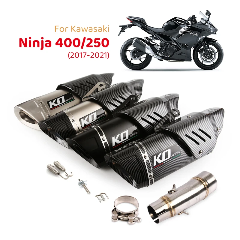 

Выхлопная труба для Kawasaki Z400 Ninja 400 250 2017-2023, выхлопная труба без застежки, глушитель мотоцикла, конец может выходить из нержавеющей стали, средняя Соединительная труба