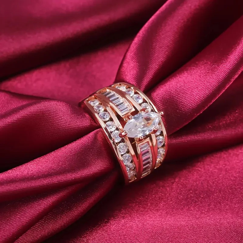 CAOSHI Magnificent Shiny Cubic Zirconia Rings Charming Wedding Accessories for Brides Timeless Styling Engagement Party Jewelry