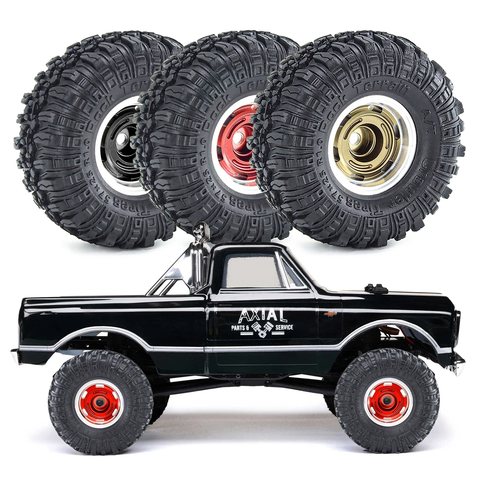 

4pcs 1.0'' Aluminum Crawler Wheel & Tire for 1/18 TRX4M 1/24 Axial SCX24 AX24 FCX24 RC Crawler Car Upgrade Parts