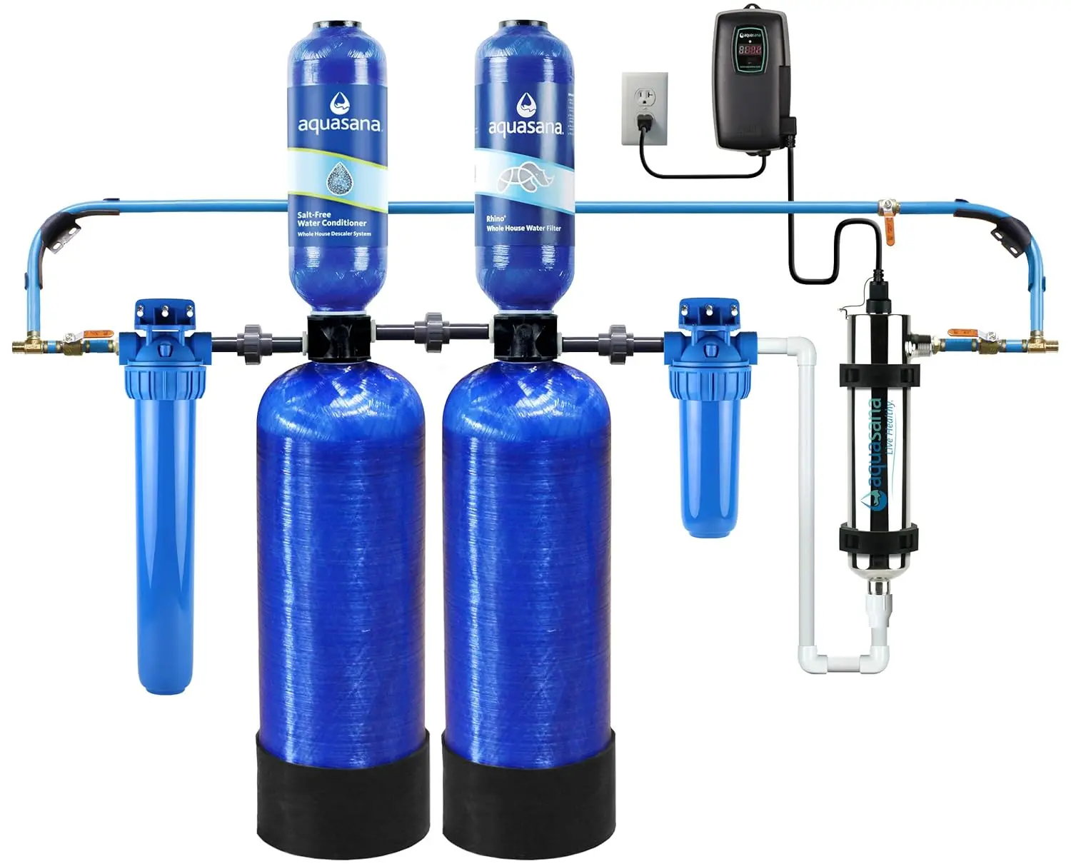 House Well Water Filter System - Softener Alternative w/ UV Purifier, Salt-Free  , Carbon &  Media