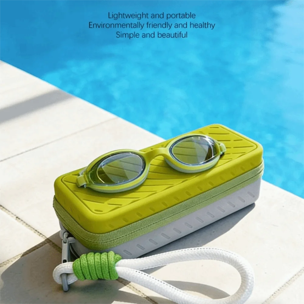 Large Capacity Silicone Swim Goggle Case Perforated Waterproof Eyeglasses Storage Bag with Handle Zipper Closure