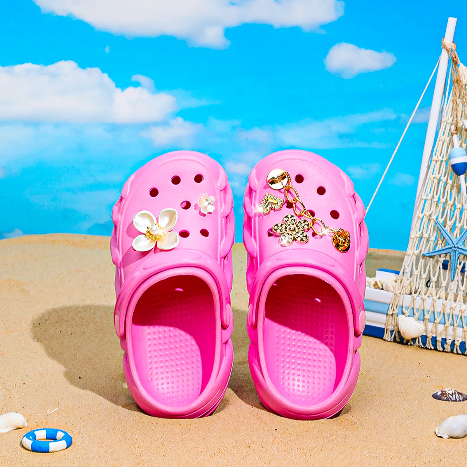 One-step Garden Shoes, Can Be Worn in All Seasons, Shiny Thick-soled EVA Versatile Hole Shoes, Suitable for the Beach 2501