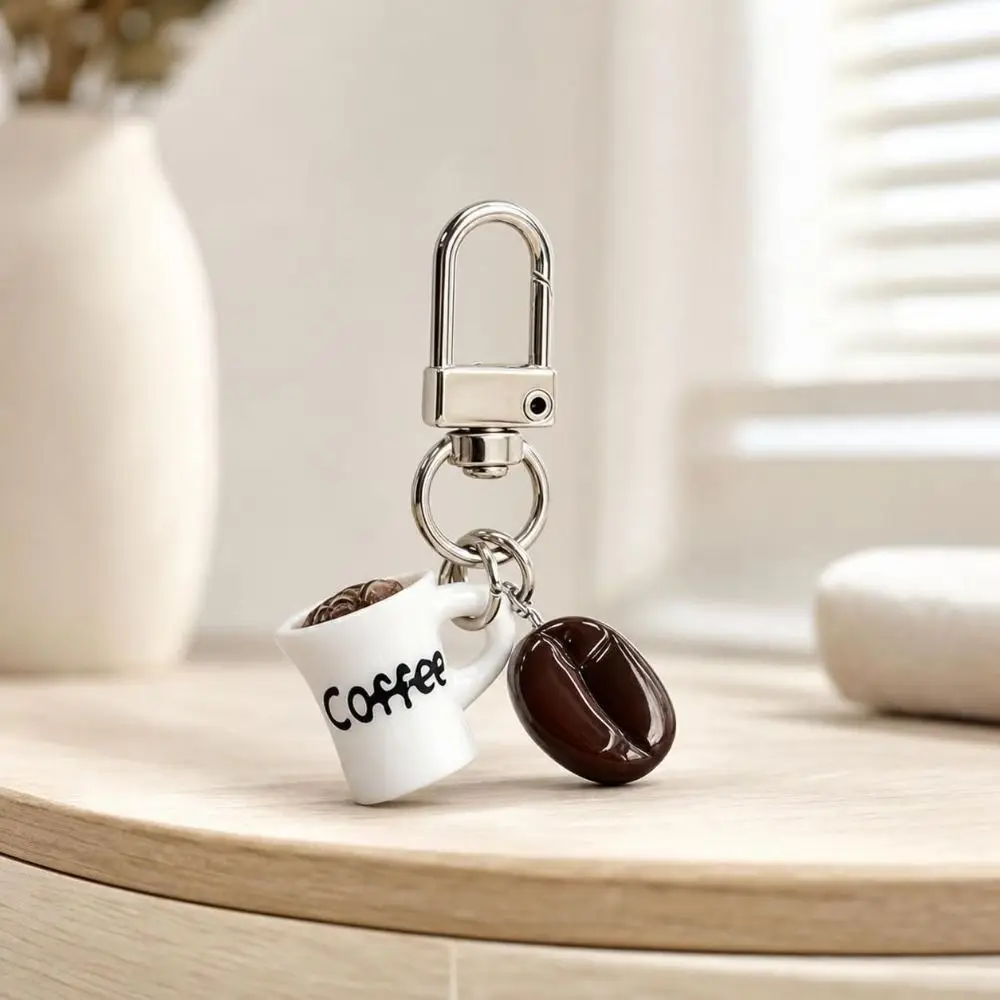 Simulation Coffee Cup Keychain Resin Miniature Mini Coffee Cup Bag Charm Portable Cartoon Realistic Coffee Pendant