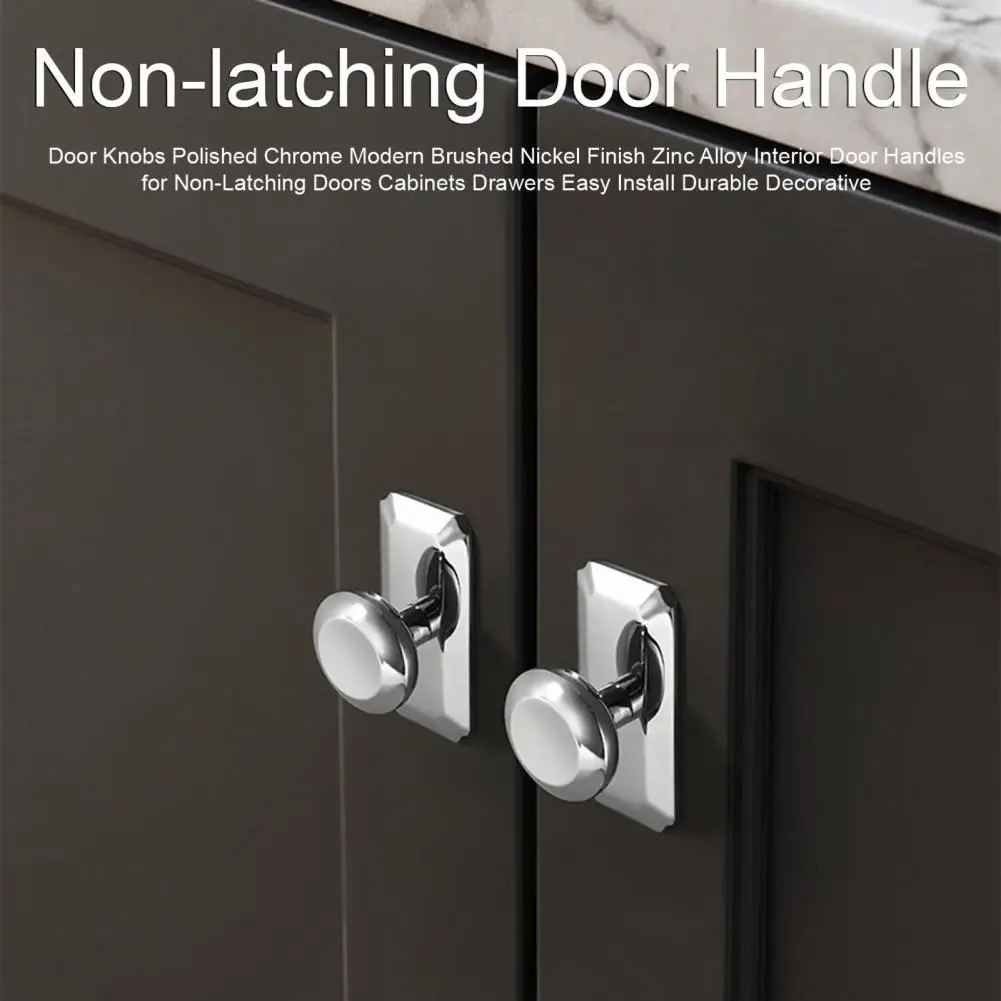 

Door Knobs Polished Chrome Finish Zinc Alloy Interior Door Handle Decorative Non-Latching Drawers Cabinets Handle