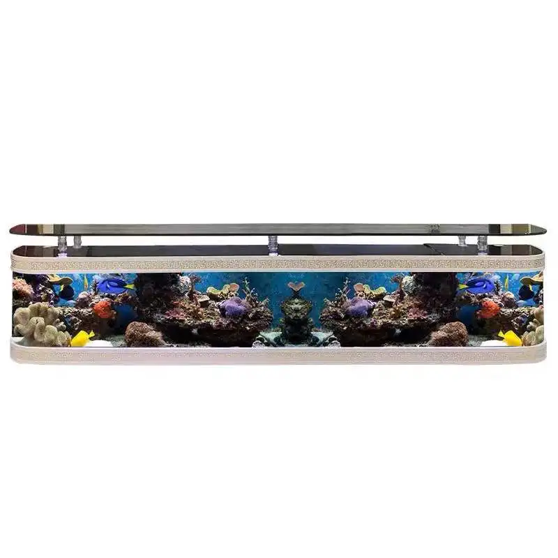 aCustomized Large Transparent Cube Acrylic Aquarium Fish tank Glass Bullet Front TV Stand Table Fish tank Aquarium