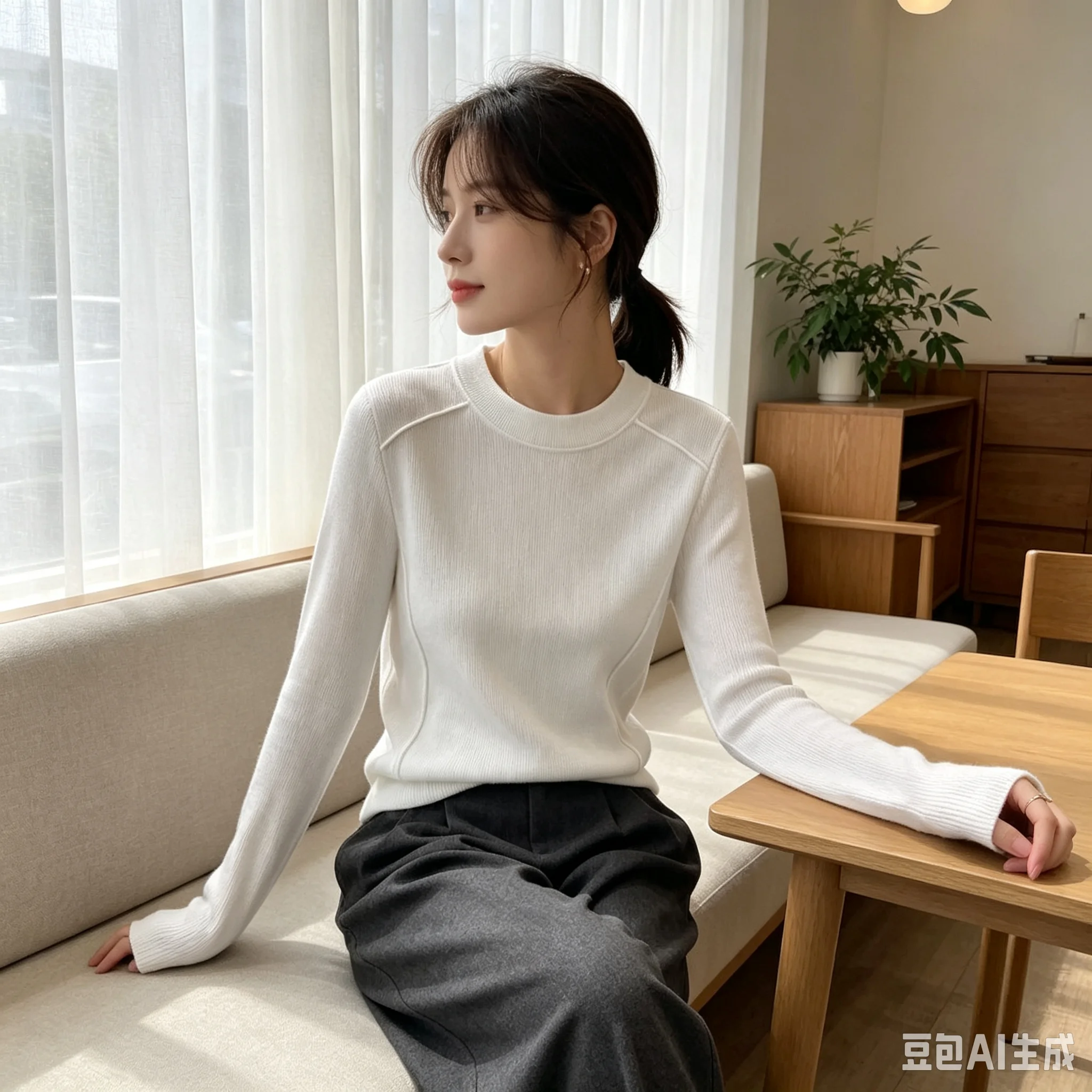 German velvet base shirt for women, autumn and winter, stylish warm round neck, high-end and versatile new long sleeved T-shirt