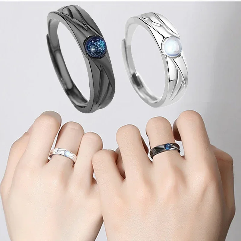 New Trendy Demons and Angels Matching Couple Friendship Lover Open Adjustable Rings Set Wedding Rings Jewelry Gift