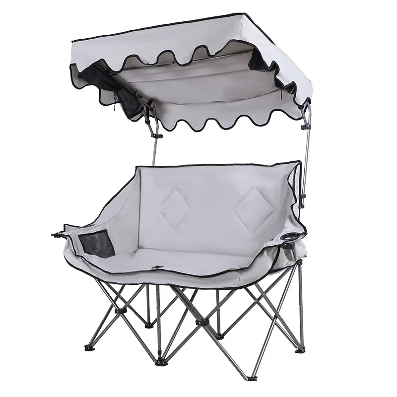 Outdoor Oxford Cloth Folding Chair Retractable Backrest Integrated Awning Canopy Portable Camping Beach Fishing Sofa Recliner