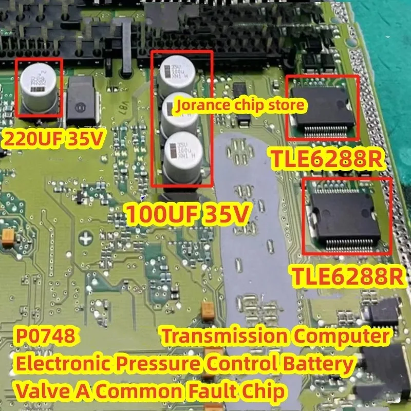 TLE6288R P0748 New car Transmission Computer Electronic Pressure Control Battery Valve A Common Fault Chip 100UF 35V 220UF 35V