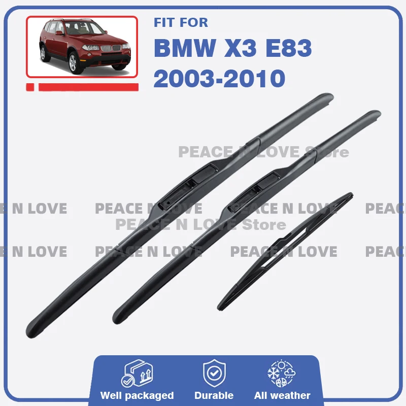 

Car Front Rear Wiper Blades For BMW X3 E83 2003-2010 Windshield Window Windscreen J Hook Brushes Auto Accessories 2004 2006 2008