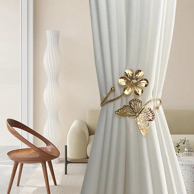 Flower Butterfly Curtain Tieback Twist Bough Rope Open up Curtain Holder Clips Curtain Holder Drapes Holdback Buckle Clip New