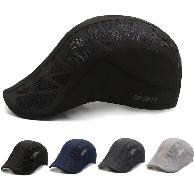 Summer Quick Dry Letter Printed Tennis Golf Baseball Cap Breathable Mesh An-ti UV Sunhat Spots Running Fishing Cap Beret Visors