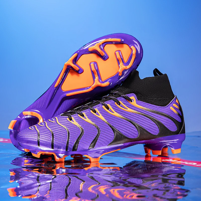 

High Quality No-lace Mens Football Boots FG/TF Boys Turf Training Soccer Cleats Non Slip Football Shoes 35-45