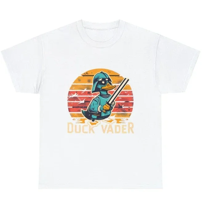 Vintage Ropa Hombre Duck Vader Funny T-Shirt Duck Darth Vader Parody High Quality Cotton Summer Hip-hop Men Streetwear Cotton