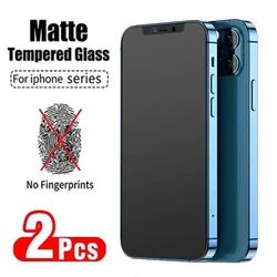 2 pezzi senza protezioni per schermo con impronte digitali per IPhone 11 12 13 14 15 Pro Max Mini XS XR X 8 7 Plus SE 2022 pellicola in vetro temperato opaco